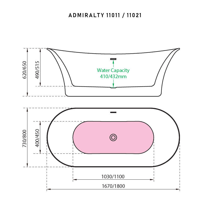Charlotte Edwards ADMIRALTY Bathtub in Gloss White