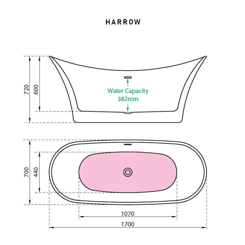 Charlotte Edwards HARROW Bathtub 1700x700x720