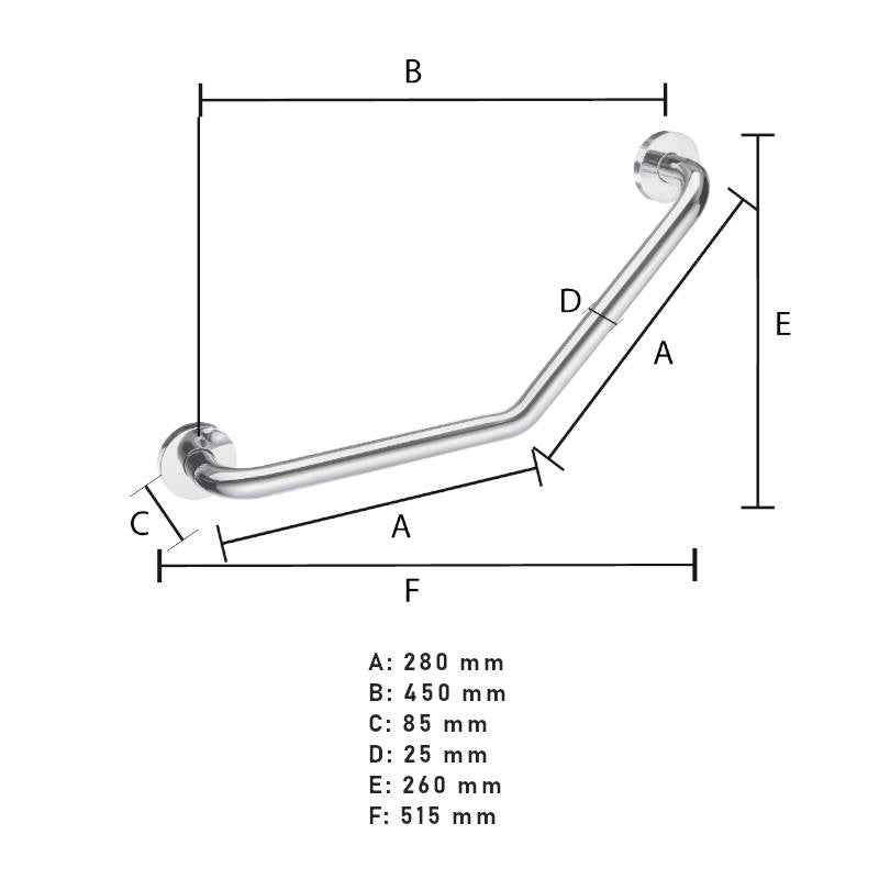 Smedbo Living Grab Bar 135 Angel, stainless steel Polished FK808