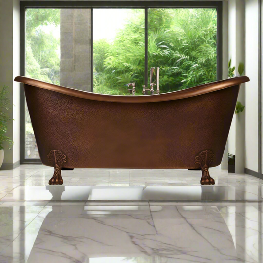 Coppersmith Creations Hammered Clawfoot Copper Double Slipper Tub