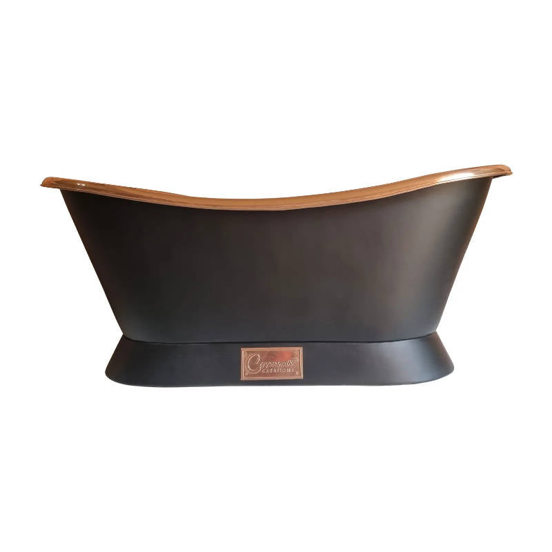 Coppersmith Creations Slanting Base Copper Bathtub Full Black Exterior