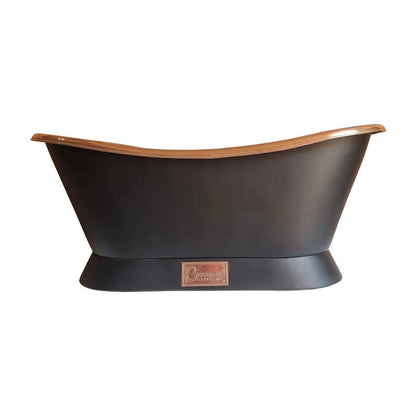 Coppersmith Creations Slanting Base Copper Bathtub Full Black Exterior