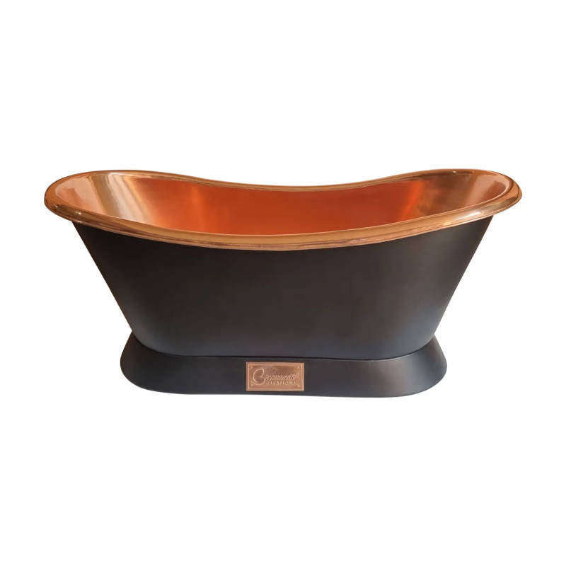 Coppersmith Creations Slanting Base Copper Bathtub Full Black Exterior