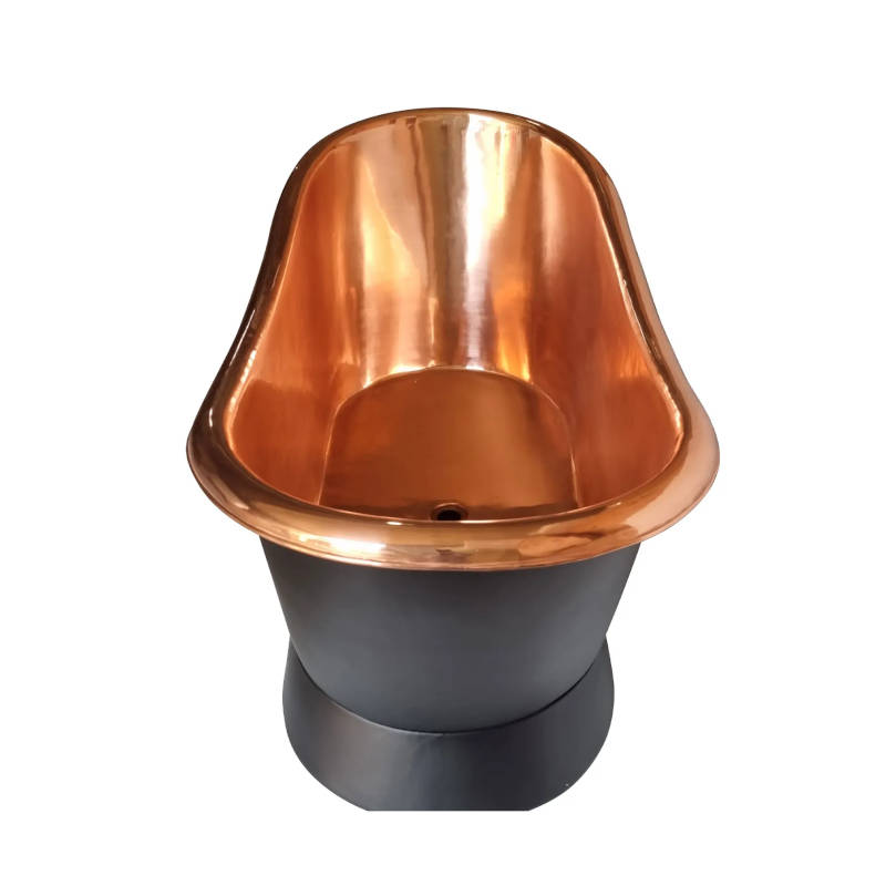 Coppersmith Creations Slanting Base Copper Bathtub Full Black Exterior