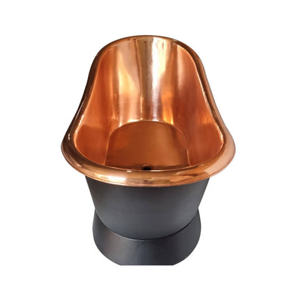 Coppersmith Creations Slanting Base Copper Bathtub Full Black Exterior